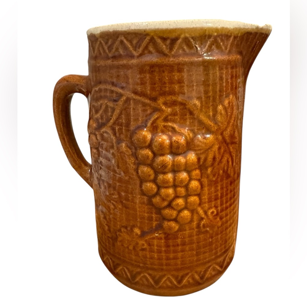 Vintage‎ Star Stoneware Company Brown Ceramic Pitcher with Grape Design - Picture 3 of 6